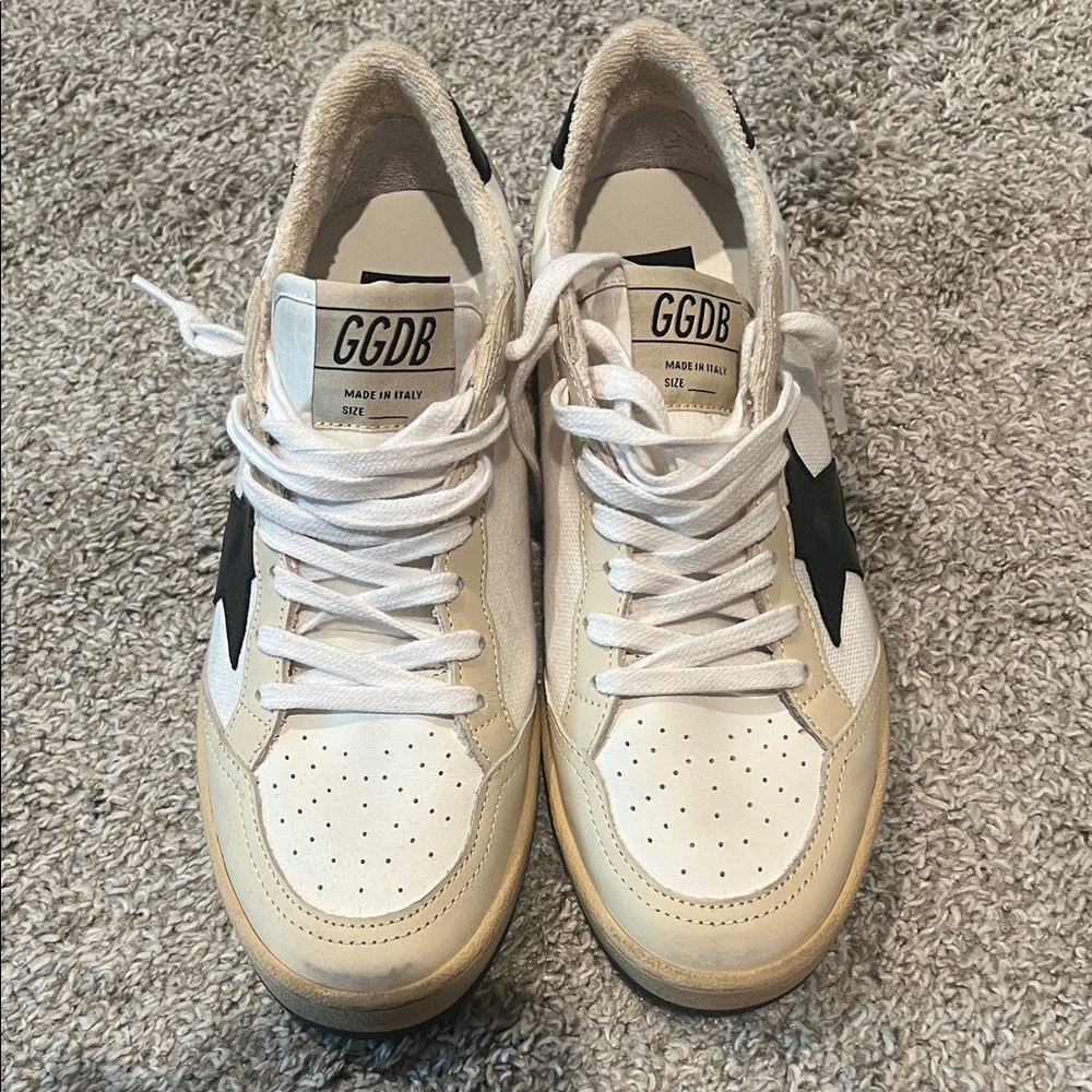 Golden Goose Ball Star White and Black Sneakers